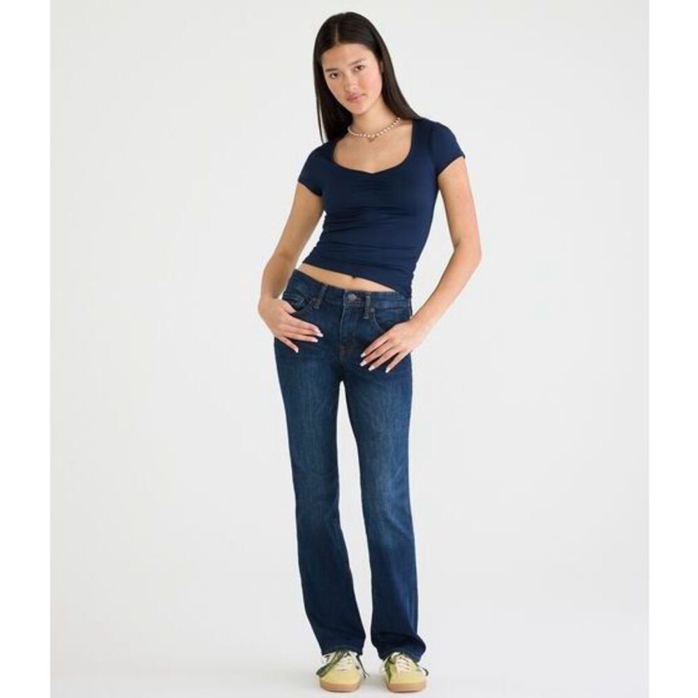 Aeropostale Mid-rise Flare Jeans Sz 8 Stretch Flap Pockets